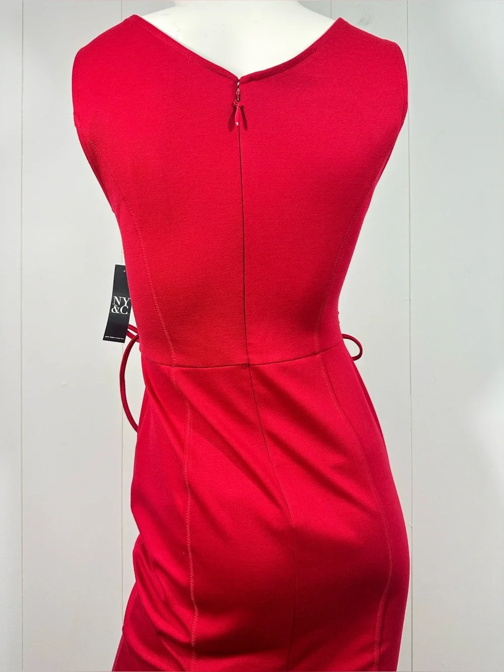 NWT New York and Company Size Small S Red Sheath Sleeveless Dress Knee Length - Picture 6 of 11